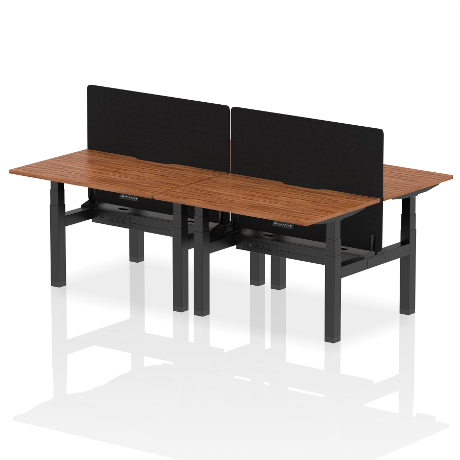 Rayleigh Back-to-Back 4 Person Scalloped Height Adjustable Bench Desk